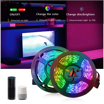 Tuya LED Valdiklis WIFI RGB LED Šviesos Juostelės Dirbti su Alexa, Google Asistento Valdymo Balsu 5m 12V 2835&5050 Keitimas Smart Home