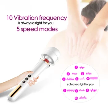 Įkraunama 10 dažnio vibracijos Magic Wand Masažas Silikono Vibratorius Minkštas Kūno Massager Stimuliatorius žaislas Moterims, Kaklo Masažas