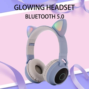 Bluetooth 5.0 laisvų Rankų įranga Kačių Ausų Belaidžio LED Šviesos Mobiliųjų Telefonų, Ausinių Stereo Muzikos per Ausines, Mergina Dukra laisvų Rankų įranga PC