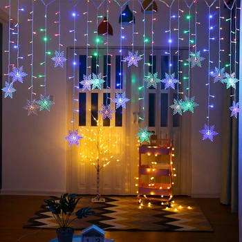 Kalėdų Snaigės LED String žibintai, Mirksintis Šviesos Užuolaidos, Šviesos, Lauko Kalėdos Girliandą Atostogų Šalis Keičiamas Pasakų Šviesos