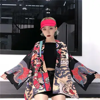 Neploe 2020 Metų Vasaros Harajuku Palaidinė Moterims Vyras Kimono Megztinis Japonų Animacinių Filmų Spausdinti Prarasti Viršūnes Blusas Mujer De Moda 35867