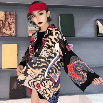 Neploe 2020 Metų Vasaros Harajuku Palaidinė Moterims Vyras Kimono Megztinis Japonų Animacinių Filmų Spausdinti Prarasti Viršūnes Blusas Mujer De Moda 35867