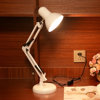 Šiuolaikinės Ilgai Sūpynės Rankos reguliuojamas klasikinis stalo Lempos, E27 LED įrašą Stalo Lempa tyrimo Biuro Skaitymo nakties Šviesos lovos, miegamojo
