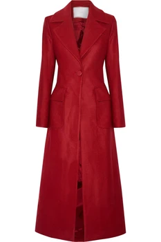 UK Manteau femme 2020 m. Rudens Žiemos Moterys Raudonas Vilnonis Paprasta Maxi Ilgas Paltas Klasikinis Plonas Paltas abrigos mujer