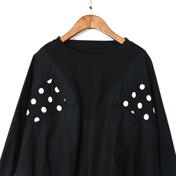 Derliaus Prisiūta Šikšnosparnių Rankovėmis Marškinėliai Moterims Mados Plius Dydis Asmenybės Susiuvimo Taškų ilgomis Rankovėmis Moterims, Negabaritinių T shirts