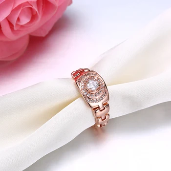 INALIS Romantiška Vestuvių Rose Auksą, Padengtą Geometrinis Žiedai Vyrams Ir Moterims, Visiškai Aišku, Kubinių Zirconia Unisex Mados Žiedas Papuošalai