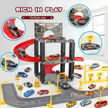 Vaikų Plastiko Stovėjimo Žaislų Rinkinys Multi-layer Automobilis 