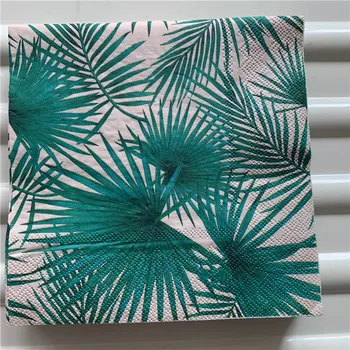 Dekupažas vestuvių derliaus vystyklų popierius žalia elegantiškas audinio Palmių lapų nosinė gimtadienis gražus servetėlės dekoras