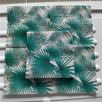 Dekupažas vestuvių derliaus vystyklų popierius žalia elegantiškas audinio Palmių lapų nosinė gimtadienis gražus servetėlės dekoras