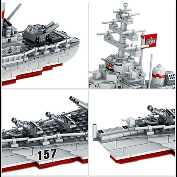 820PCS Karinės Armijos Didelis laivų Statybos Blokus Karo Modelio Karių WW2 LegoINGlys Mini Duomenys Ginklas Vaikams Plytų Žaislas