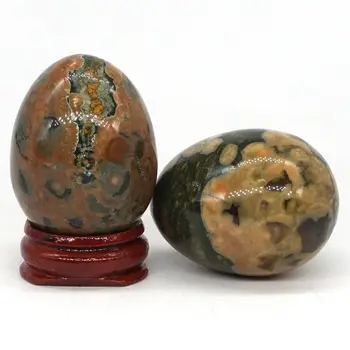 34x44MM Gamtos Perlas Žalia Atogrąžų Jasper Kristalų Reiki Gydymo Formą, Kiaušinis (1pcs)