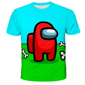 Tarp Mūsų Cool 3d Marškinėliai Vasarą Madingi trumpomis Rankovėmis O-Neck Tee Viršūnes Vaikų Žaidimo Harajuku T-Shirts Vaikas Berniukų Drabužiai