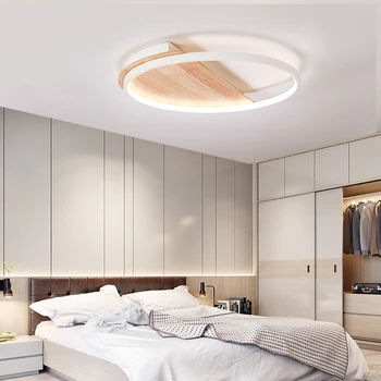MDWELL Po šiuolaikinių medinių LED lubų šviesos, gyvenimo kambario, miegamasis Šiaurės kūrybinė asmenybė super plonas apskrito lubų lempa