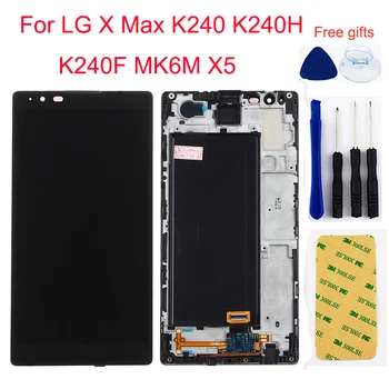 Dėl LG X Max K240 K240H K240F MK6M X5 LCD Ekranas Stebėti Modulis + Touch Ekranas skaitmeninis keitiklis Skydas Stiklas, Jutiklis Asamblėjos Rėmelį