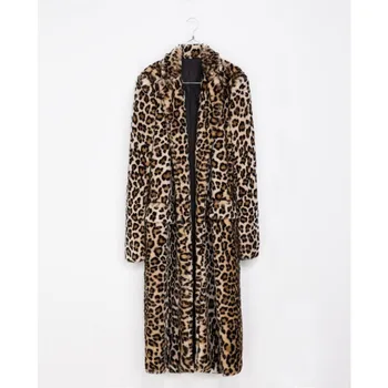 Ilgai Leopardas Spausdinti Dirbtiniais Kailiais Ilgi Paltai Moterims Dirbtinio Kailio Striukė Moteriška Rudens Kailis Žiemą Elegantiškas Mados Paltas Outwear