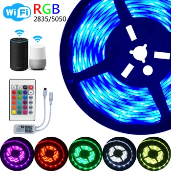 LED Juosta RGB Juostos su Wi-fi Nuotolinio valdymo pultelis 5050 2835 12V Juostelės LED Šviesos Juostelės Lankstus 5M 10M, 15M Diodų Juostos, LED Šviesos