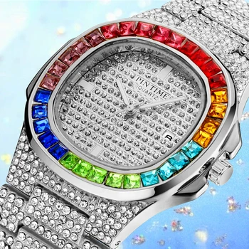 Kūrybos Lediniame Iš Watch Vyrų Hip-Hop Mens Diamond Laikrodžiai Top Brand Prabanga Plieno, Kvarcas Aukso Laikrodis Vyrų Laikrodis Relogio Reloj