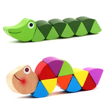 Įvairių Vabzdžių Medinių Blokų Žaislai Vaikams Gyvūnų Galvosūkiai Pirštus Lankstus Mokymo Sukimo Baby Vaikų Švietimo Žaislas