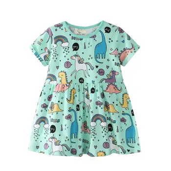 VIDMID 2-7 metų kūdikių, mergaičių suknelės vasaros drabužių vaikams medvilnės merginos kratinys drabužiai mergaitėms suknelė, nauja katė W01