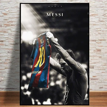 Futbolo Sporto Žvaigždė Lionelis Messi Retro Plakato Spaudinių Futbolo Žaidėjas Drobės Tapybos Kambario Sienos Paveiksl Namų Puošybai Cuadros