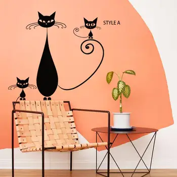 Kinijos Dailės dizaino pigus namo apdaila vinilo kūrybos katės siena lipdukas nuimamas PVC namų dekoro animacinių filmų gyvūnų lipdukai, parduotuvė