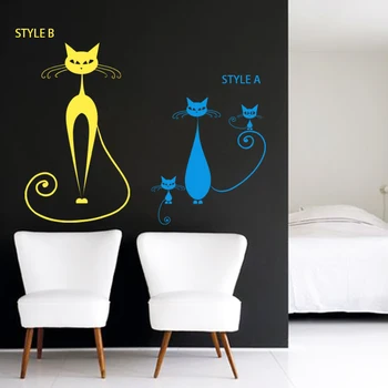 Kinijos Dailės dizaino pigus namo apdaila vinilo kūrybos katės siena lipdukas nuimamas PVC namų dekoro animacinių filmų gyvūnų lipdukai, parduotuvė