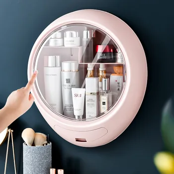 Didelės talpos kosmetikos laikymo dėžutė dulkėms ir vandeniui miegamojo, vonios kambario sienos montuojamas make up make up organizer