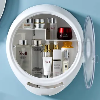 Didelės talpos kosmetikos laikymo dėžutė dulkėms ir vandeniui miegamojo, vonios kambario sienos montuojamas make up make up organizer