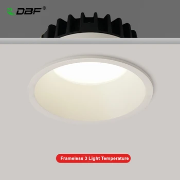 [DBF]Frameless 3 Šviesos Temperatūra Permainingi antikorozinės Pritemdomi LED Downlight Anti-Glare led Lubų šviestuvas LED Apšvietimas