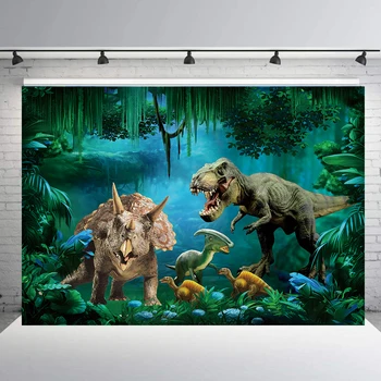 BEIPOTO Dinozaurų tematikos miškų fotografijos studijoje fone baby shower gimtadienio dekoro desertas stalo reklama plakatas B912