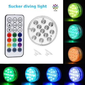 13 LED Šviesos Su Magnetu Siurbimo Taurės Plaukimo Povandeninis Nešiojamų Lauko Elementai, Baseinas RF Nuotolinio Valdymo Priedai