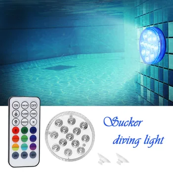 13 LED Šviesos Su Magnetu Siurbimo Taurės Plaukimo Povandeninis Nešiojamų Lauko Elementai, Baseinas RF Nuotolinio Valdymo Priedai