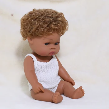 35CM Afrikos Atgimsta Juoda Baby Doll, Vonia Žaisti Visą Silikono Vinilo Kūdikių Lėlės Tikroviška Nekilnojamojo Kūdikių Trumpų Plaukų Žaislas, Lėlė Mergaitė Dovana