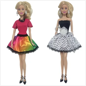 NK 5 Vnt Naujausias Lėlės Suknelė Gražus Rankų darbo Partijos ClothesTop Mados Suknelė Barbie Kilnus Lėlės Geriausios Vaikų Mergaičių'Gift 001I