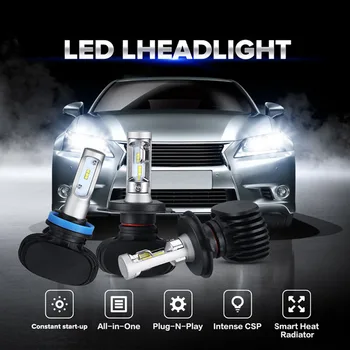 Elglux S1 50W Automobilio Led H7 priekinių Žibintų Auto Lemputes H1 H3 H11 9005 9006 8000LM Led Žibintai Lempa H4 6500K Šviesos+Dovana LED Blub