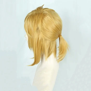 The Legend of Zelda: Kvėpavimas Laukinių Nuorodą Trumpas Golden Blonde Ponis uodegos Plaukų Cosplay Kostiumų Perukas Šilumos Varža Pluošto + Ausys