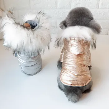Šuo žiemos drabužių Švarkelis dviejų kojų, šunų paltai storio šunų drabužius aukso, sidabro spalvų super šiltos liemenės šunelis s-xxl dydis