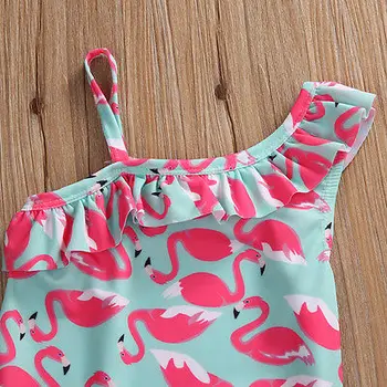 Vasarą Vaikai maudymosi kostiumėlį mielas kūdikis mergaičių maudymosi kostiumai vienas gabalas Paplūdimio Flamingas modelis 1-6Y mergina vaikų baseinas Custome Maudymosi Kostiumas