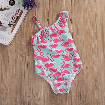 Vasarą Vaikai maudymosi kostiumėlį mielas kūdikis mergaičių maudymosi kostiumai vienas gabalas Paplūdimio Flamingas modelis 1-6Y mergina vaikų baseinas Custome Maudymosi Kostiumas