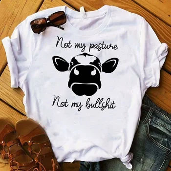 Moterys, Ponios Moterų T Moterų Bull Galvijų Heifer Saulėgrąžų Laukinių Vasaros Grafinis Tee Marškinėliai Femme Išspausdintas Viršų Marškinėlius Drabužius T-shirt