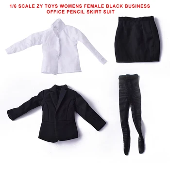 1 6 masto figūra priedai ZZZH ŽAISLAI Moterų Okupacijos Black Verslo Moterų Office Pieštuku Sijonas Kostiumas Tilptų 12 Colių Lėlės Drabužiai