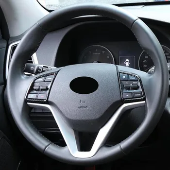 Auto ABS Anglies pluošto Automobilio Vairas Mygtuką Padengti Apdaila, Interjero Bagetai Priedai Tinka Hyundai Tucson-2019 2020 m.