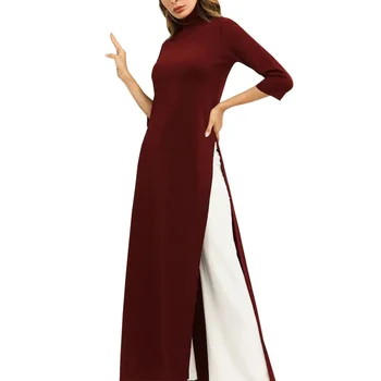 Moteris Ilga Suknelė Aukštos Padalinta Trikotažo Elastinga Plius Dydis suknelės Seksualus Megztinis Golfo Suknelė vestidos