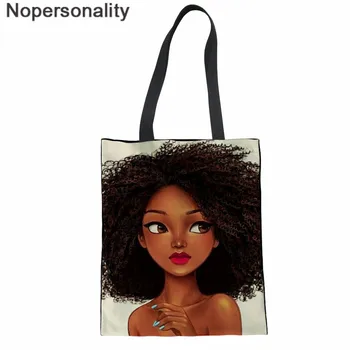 Nopersonality Individualų Modelį Black Queen Krepšys Moterims Drobės Afrikos Mergaičių Nešti Maišą Daugkartinio naudojimo Peties Pirkinių Maišeliai Bolsas