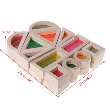 Vaivorykštė Akrilo Mediniai Blokai Kūdikių Švietimo Žaislas Montessori Vaikai Blokai žaislas