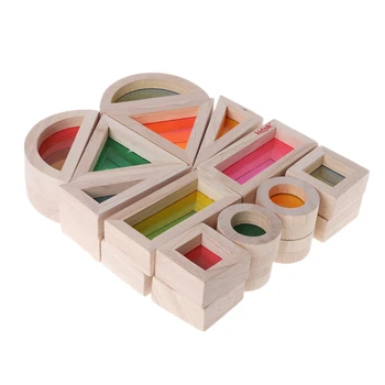 Vaivorykštė Akrilo Mediniai Blokai Kūdikių Švietimo Žaislas Montessori Vaikai Blokai žaislas