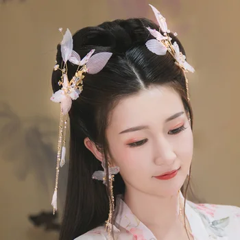 2019 Elegancija Tradicinės Kinų Vestuvių Plaukų Aksesuarai Gėlių Vinjetė Nuotakos Headpins Kutas Aukso Hairwear Papuošalai