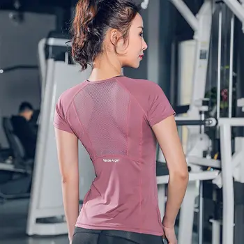 Trumpomis Rankovėmis Moterims, Sportas T-Shirt Apvalus Kaklas Fitneso Kvėpuojantis Undershirt Moterų Sporto Mokymo Veikia Greitai Sausų Akių Viršų