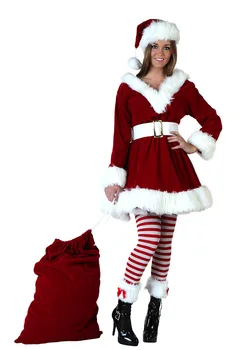 Praleisti Kalėdų Senelio Kostiumas Naujųjų Metų, Kalėdų Ponios Aksomo KALĖDOS Fancy Dress Raudonos Festivalis Šalis Mini Suknelė