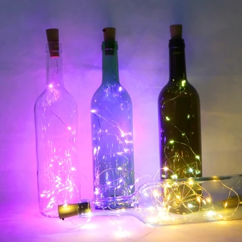 10VNT LED Vyno Butelis Žibintai 2M 20LEDs Kamštienos Formos Varinės Vielos, Spalvinga String Žibintai Patalpų Lauko Vestuvių, Kalėdų Žiburiai